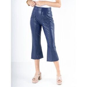 EMILY MCCARTHY | NEW Saylor Blue Cropped Flare Reptile Pants Women’s Size XS